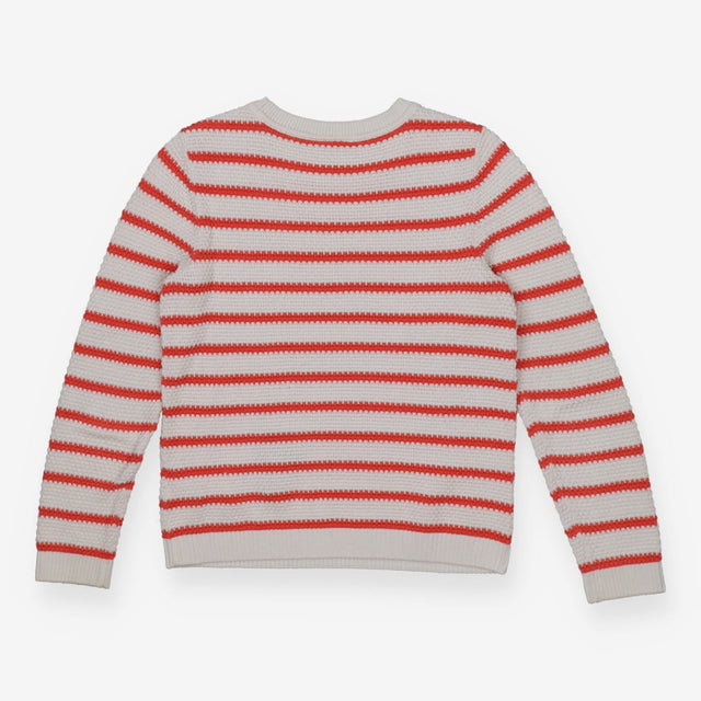 Orange & Cream Textured Knit Sweater – 100% Organi