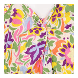 Cotton Floral Tiered Midi Dress Puff Sleeve V-Neck