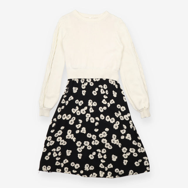 Cream Knit Top Black Floral Maternity Nursing Dres