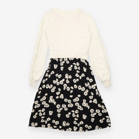 Cream Knit Top Black Floral Maternity Nursing Dres