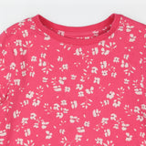 Dress Long Sleeve Jersey Pink with White Floral Pr