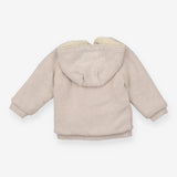 Knit hooded Cardigan Fleece Lined Cream with Bears