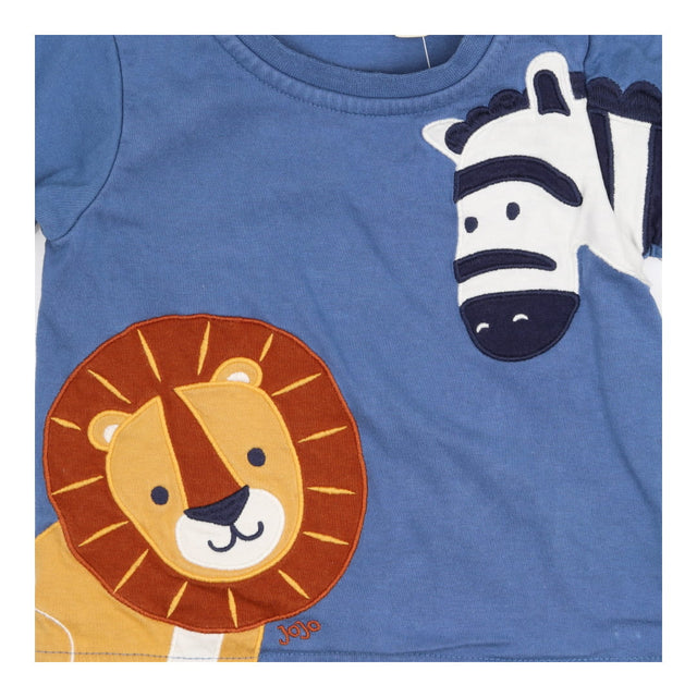 Navy t-shirt long sleeve with stripe lion zebra