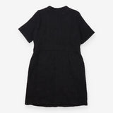 Mini Dress Black Bouclé Gold Button Short Sleeve