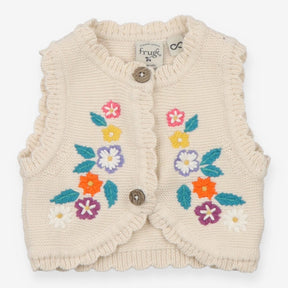 Cream Knit Gilet Flowers 