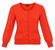 Cardigan Silk Cotton Blend Red Frill Trim V-Neck L