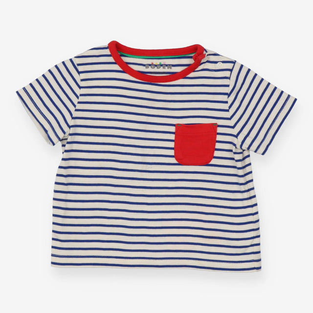 T-shirt short sleeve white and blue striped red po