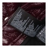 Faux Patent Leather Front Slit Midi Skirt Burgundy