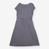 Midi Dress Navy Stripe Jersey Short Sleeve