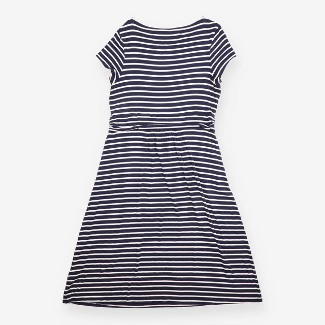 Midi Dress Navy Stripe Jersey Short Sleeve
