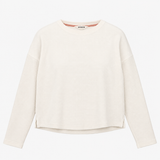 Waffle Knit Long Sleeve Thermal Crew Neck Top Whit