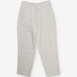 White Linen Blend Wide Leg Pleated Trousers