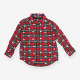 Shirt red tartan white bears