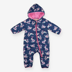 Navy pramsuit with bunnies