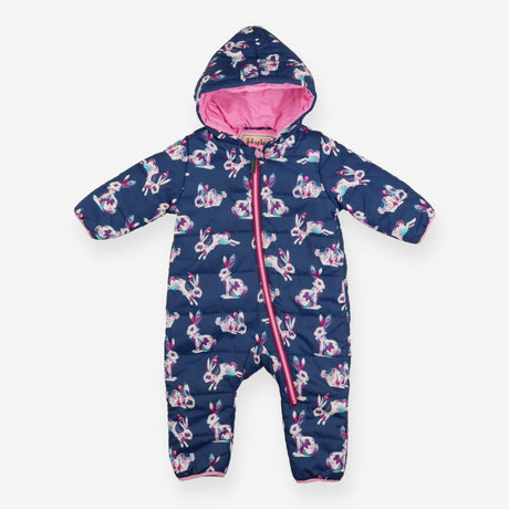 Navy pramsuit with bunnies