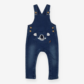 Denim Dungarees with Front Pocket Bear