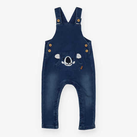 Denim Dungarees with Front Pocket Bear