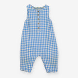 Romper blue check woven