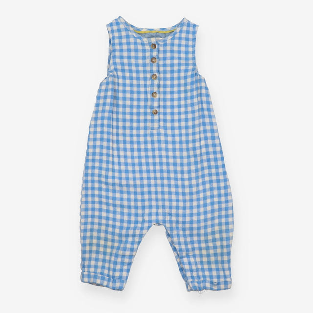 Romper blue check woven