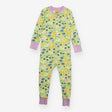 Sleepsuit green flowers lilac cuffs