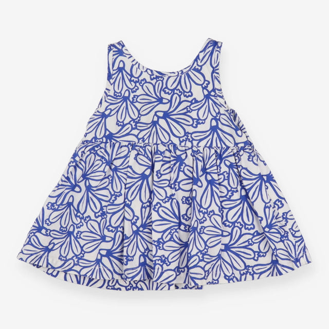 Dress Sleeveless White Blue Floral