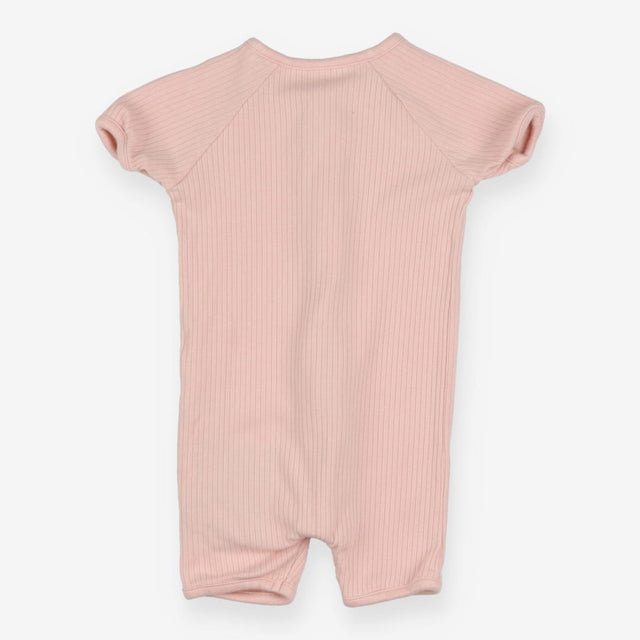 Romper shortie ribbed baby pink