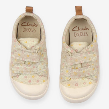 Doodles Gold Sparkly Yellow and Pink Spots