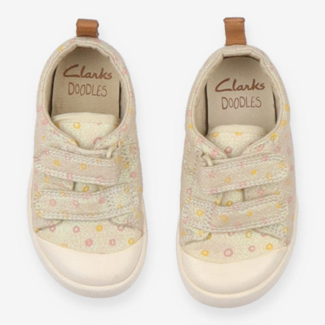 Doodles Gold Sparkly Yellow and Pink Spots