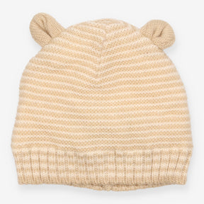 Baby winter hat beige hat with ears knit