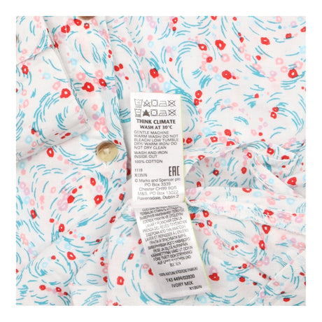 Shirt Ivory Mix Floral Printed Roll Sleeve Button 