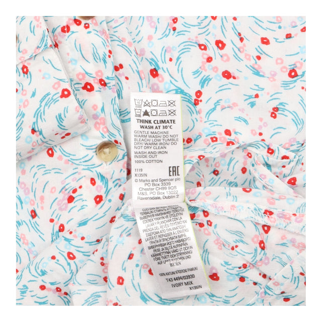 Shirt Ivory Mix Floral Printed Roll Sleeve Button 