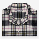 Checked Flannel Shirt Cream Pintuck Long Sleeve