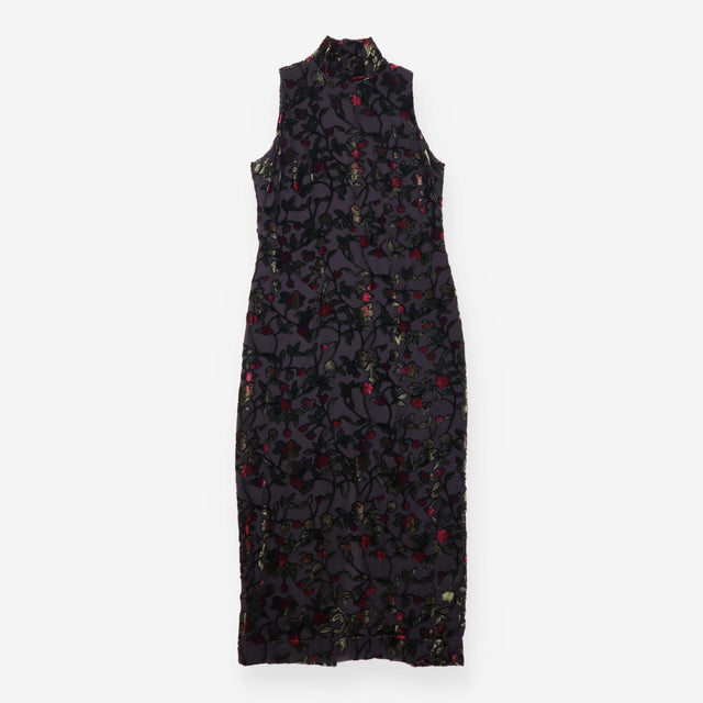 Silk Blend Floral Velvet Devoré Maxi Dress