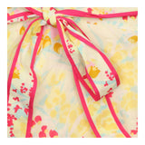 Skirt Yellow Pink Floral Print Wrap Tie Waist Midi