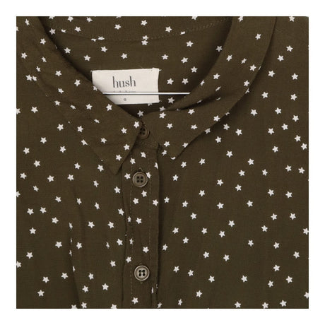Khaki Star Print Blouse – Long Sleeve Lightweight 