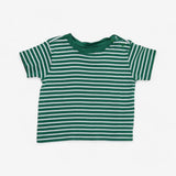 Green and White Stripe Plain T-shirt