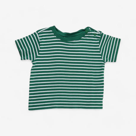 Green and White Stripe Plain T-shirt