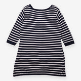 Tunic Top Navy White Breton Stripe Gold Button Mat