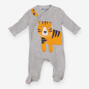Grey Sleepsuit Tiger Velour