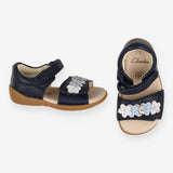 Navy sandals with flower straps