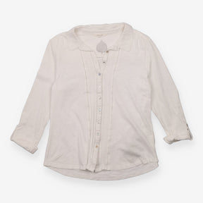 Ivory Pintuck Lace Trim Cotton Shirt