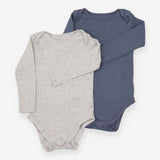 Grey and Blue Ribbed Bodysuits 2 Pack