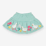 Skort Green Stripe Ducks & Pink Flowers