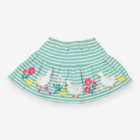 Skort Green Stripe Ducks & Pink Flowers