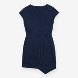 Navy V Neck Sleeveless Structured Cotton Dress
