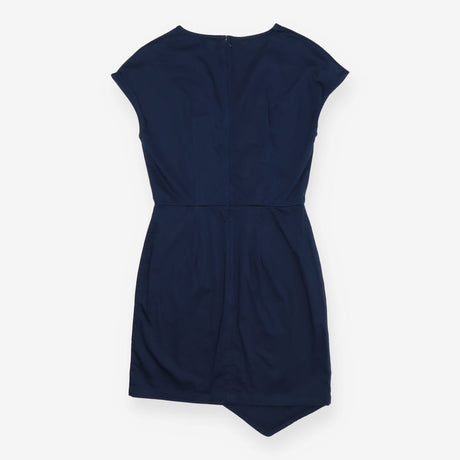 Navy V Neck Sleeveless Structured Cotton Dress