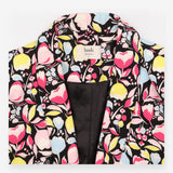 Black Multicolour Floral Edge-to-Edge Blazer
