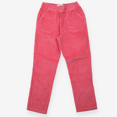 Bright pink ribbed cord trousers