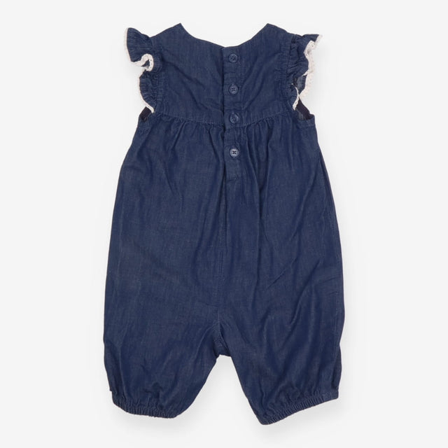 Romper Denim Embroidered Flowers