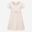 Dress Henley Overlay Jersey Short Sleeve Oatmeal B